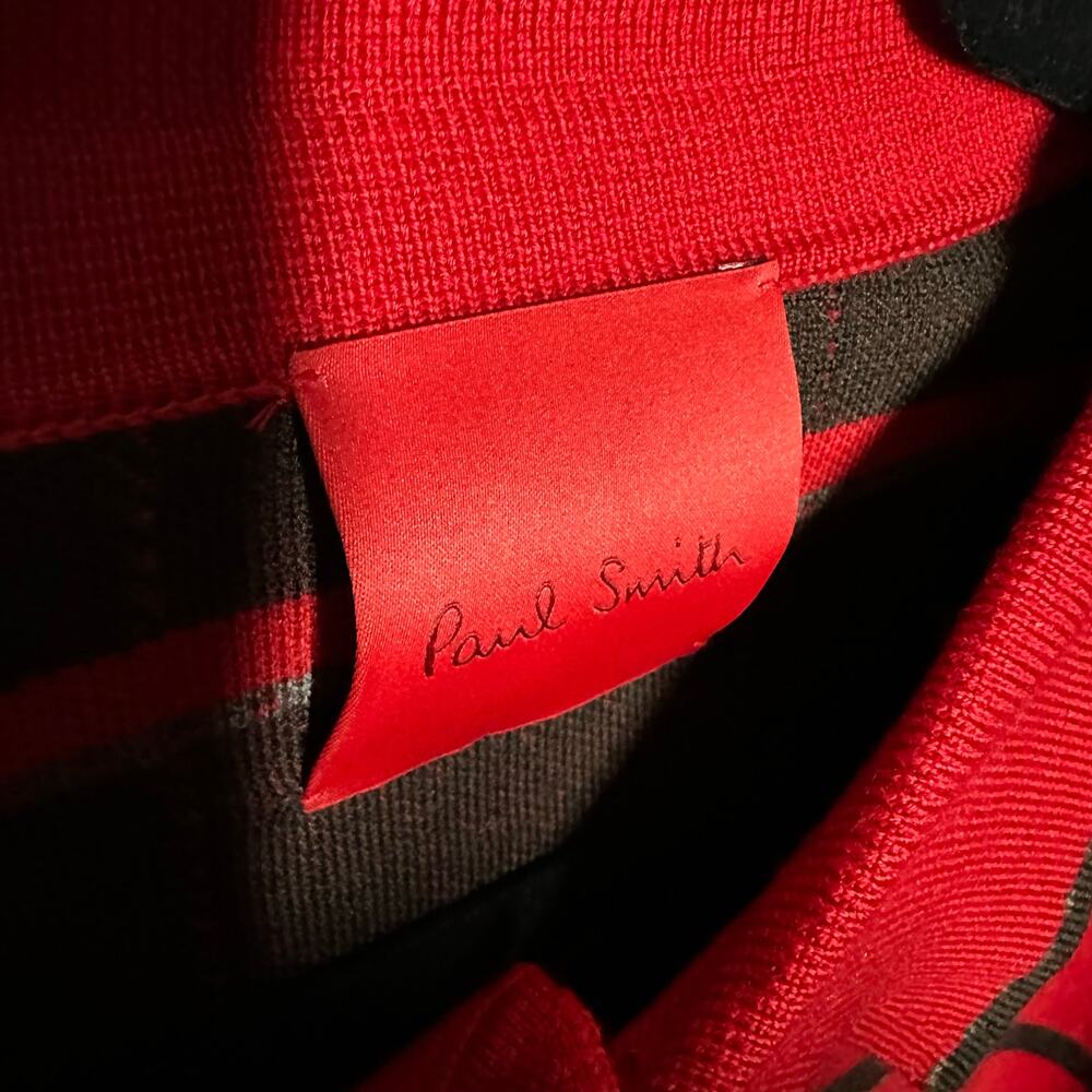 Paul Smith X Commission Men's Merino Wool Red Striped Collared Sweater Size Xxl View 5